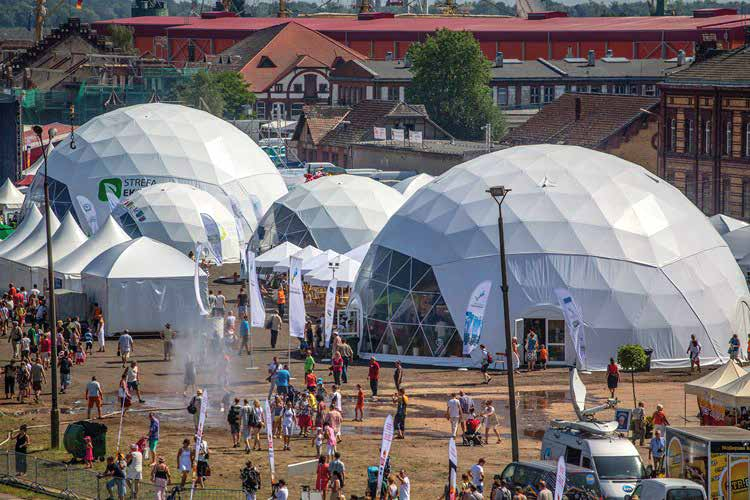 NAMIOT STRUKTURA SFERYCZNA Trawers - pwieszany p szczytem kopuły okrągły trawers, pozwalający na zamocowanie akcesoriów datkowych (np.