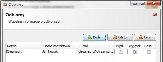 Informacje o odbiorcach są wypełniane automatycznie w momencie wyboru dokumentów, na podstawie których wypełniany jest list przewozowy.