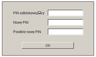 5.2. USTAWIENIE NOWEGO PIN Dzięki tej opcji użytkownik ma możliwość ustawienia nowego PIN (od 4 do 8 cyfr ) w przypadku zablokowania Karty identyfikacyjnej (po trzykrotnym wprowadzeniu błędnego