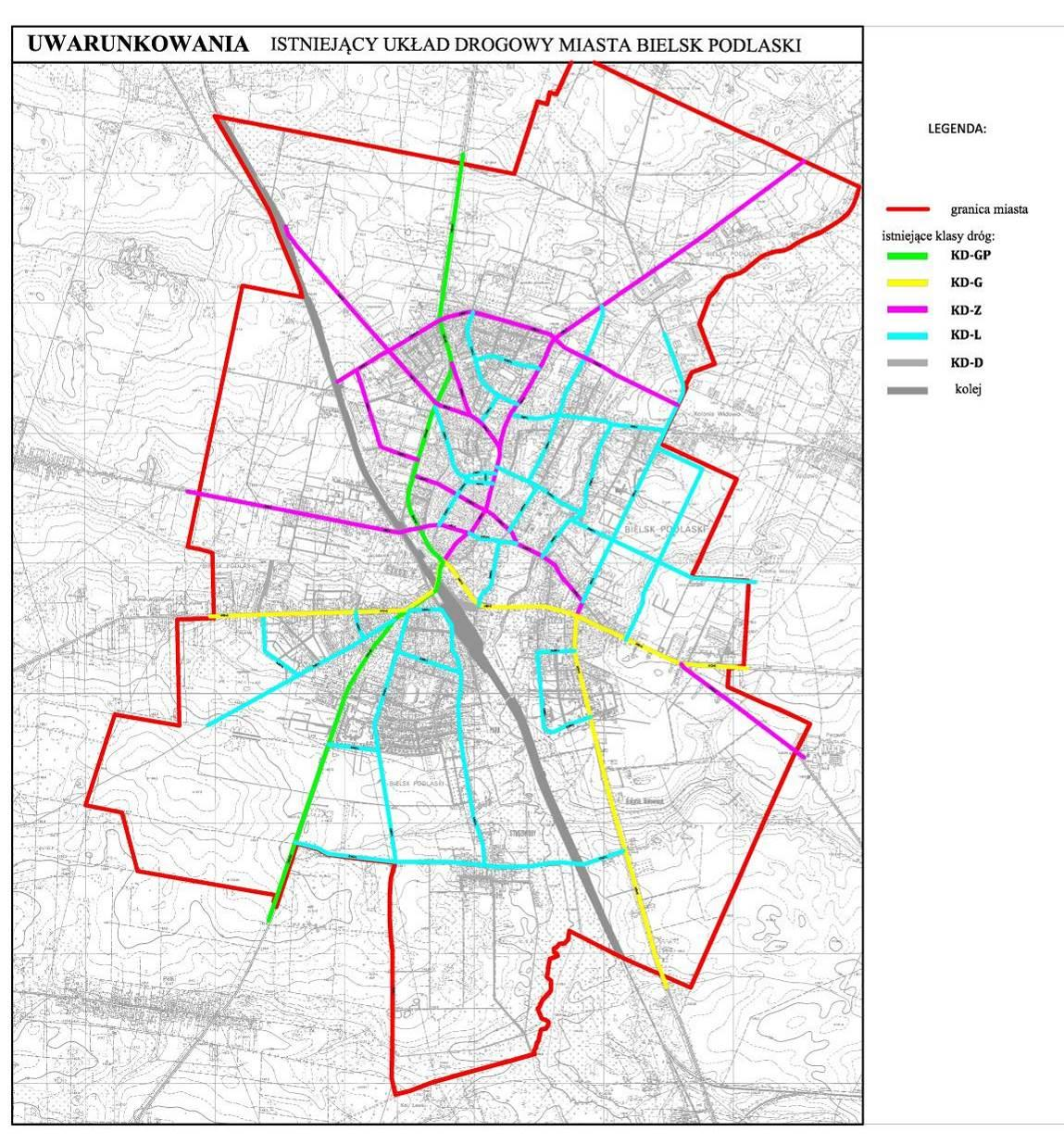 Studium uwarunkowań i kierunków zagospodarowania przestrzennego miasta Bielsk Podlaski UWARUNKOWANIA Rycina nr 10. Istniejący schemat układu drogowego 13.1.2 Parkingi W mieście istnieje ok.