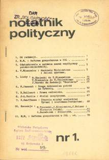 1988) - informacja z Encyklopedii Solidarności "Notatnik polityczny" Nr 1 - Lublin, 04.