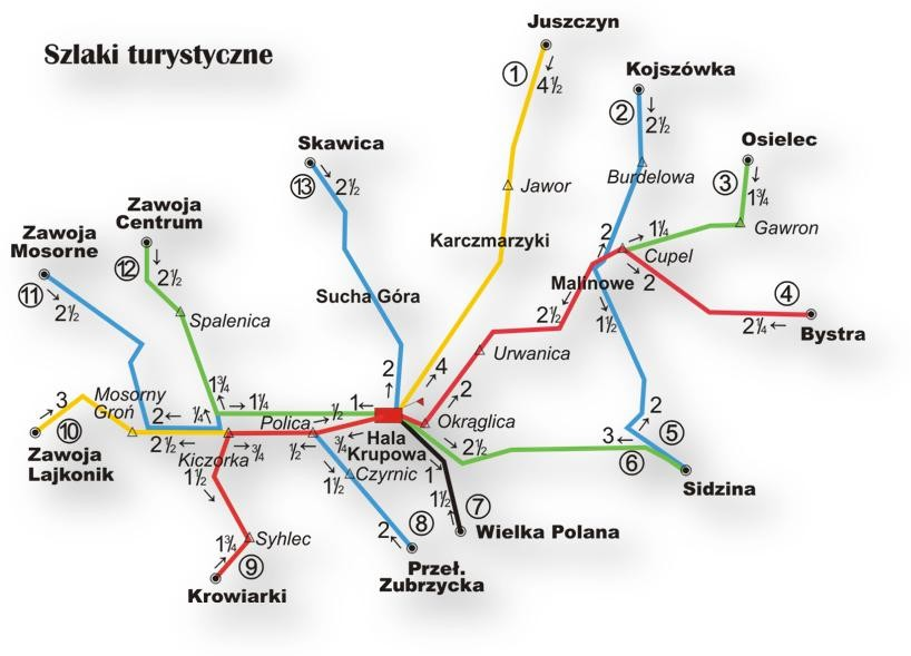 biuletyn informacyjny 57 5 Nr Trasa dojścia Kolor szlaku 1 2 3 4 5 6 7 8 9 10 11 Juszczyn Jawor Kojszówka Burdelowa Cupel Okrąglica Osielec Cupel Okrąglica Bystra Cupel Okrąglica Sidzina (centrum)