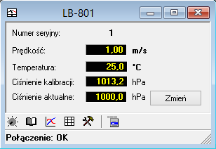 Instrukcja obsługi czujnika prędkości przepływu powietrza LB-801 15 Rysunek 10 Przykładowe okno programu LBX po