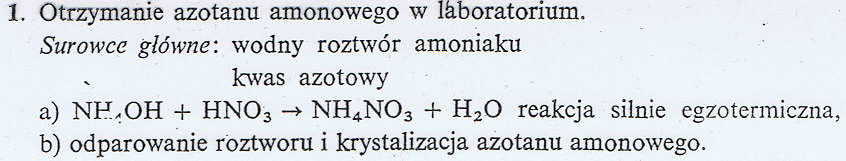 Wytwarzanie azotanu amonu (NH 4 NO 3 ) Przykład wariantów koncepcji metoda laboratoryjna wytwarzania azotanu amonu z amoniaku i kwasu