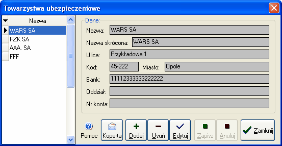 11 AGENT.m6 plik pomocy 7. Rodzaje pojazdów słownik zawierający słowny opis rodzaju pojazdu (np. osobowy) 8.