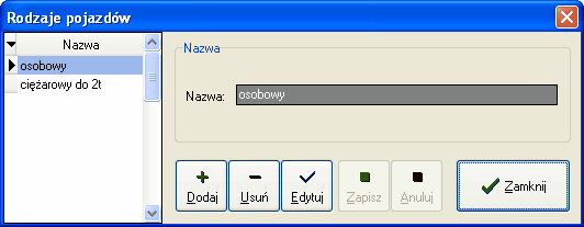 17 AGENT.m6 plik pomocy Okno dodawania/edycji rodzaju pojazdu do słownika 5.2.9 Wzory druków Słownik przechowuje listę załadowanych do programu formularzy wydruków polis i wniosków.