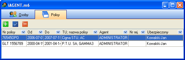 wyświetlenie wszystkich polis przypisanych do wybranego klienta (rys. 3). Rys.