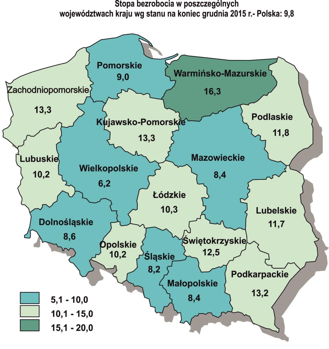 35 W rankingu pod względem wielkości stopy bezrobocia rejestrowanego nasze województwo plasuje się na piątym miejscu w kraju, za Wielkopolską, Śląskiem, Małopolską i Mazowszem.