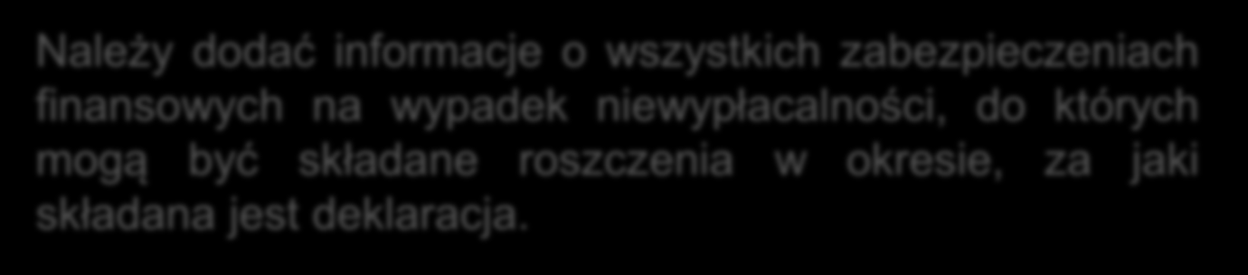 finansowych na wypadek niewypłacalności,