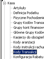 Kasa Kody transakcji: