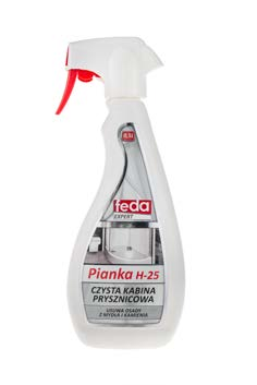 PIANKA H-25 CZYSTA KABINA PRYSZNICOWA Super skuteczny płyn do czyszczenia kabin prysznicowych.