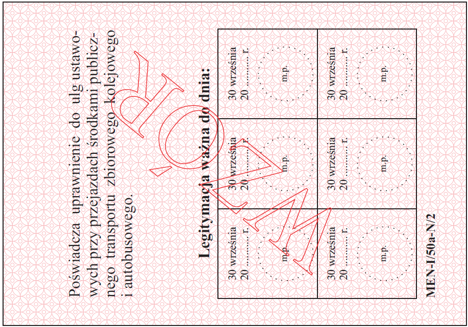 Wzór nr 18a do 34 i 43 WZÓR LEGITYMACJI