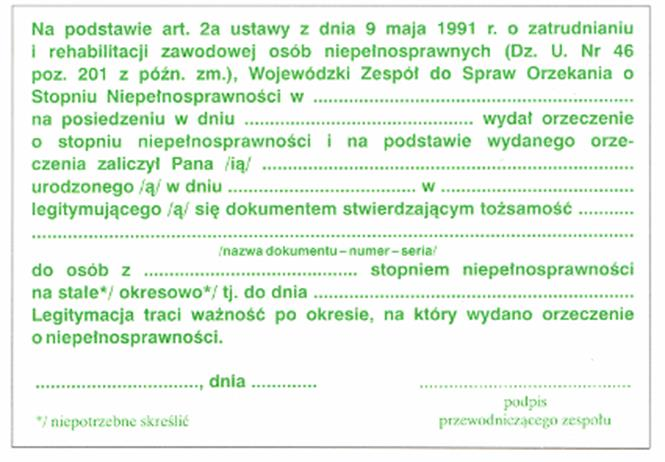 Wzór nr 30 do 34, 38 i 39 WZÓR LEGITYMACJI OSOBY