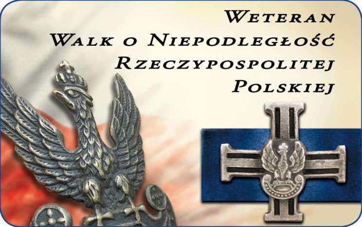 Wzór nr 45 do 37 WZÓR LEGITYMACJI CZŁONKA KORPUSU WETERANÓW WALK O NIEPODLEGŁOŚĆ RZECZYPOSPOLITEJ POLSKIEJ Legitymacja pozioma, w postaci karty o wymiarach 54 mm x 86 mm, o krawędziach zaokrąglonych,