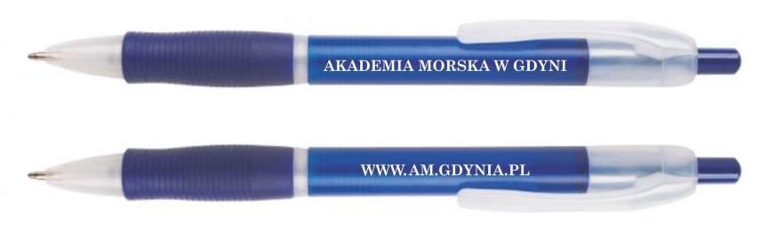 3. Długopis plastikowy Długopis plastikowy z gumką antypoślizgową ułatwiającą pisanie; długopis w kolorze ciemnoniebieskim; wkład długopisu wymienny, w kolorze niebieskim.