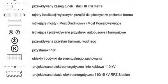 Poniatowskiego (poprzez istniejący zjazd, oznaczony na rysunku planu jako 4KD-Z) oraz skrzyżowanie na prawe skręty z ulicą wewnętrzną, oznaczoną na rysunku projektu planu jako 6KDW.