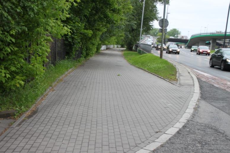 istniejącej trasy rowerowej w rejonie węzła. Widok na rejon w.