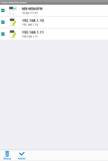 4 Ustawienia drukarki/skanera 4.3.2 Usuwanie drukarek/skanerów Obok każdego urządzenia (drukarki/skanera) wyświetlane jest pole wyboru.