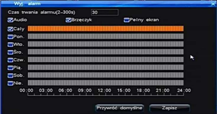 Sensor type / Typ wejścia Określ rodzaj podłączanych czujników: NO - Normal ON lub NC Normal OFF Alarm duration / Czas alarmu (sek) Określ czas wzbudzenia wyjścia alarmowego po notyfikacji alarmu w