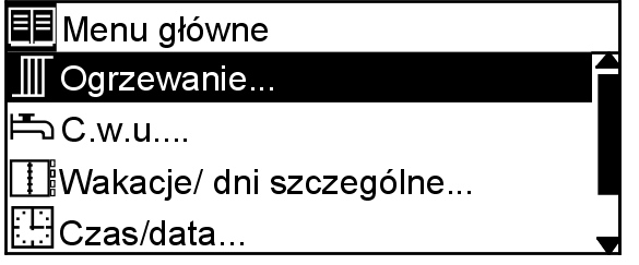 Struktura menu Przegląd strukturymenu Nacisnąć przycisk ½. Wskazówka Wywołanie punktów menu oznaczonych symbolem y możliwe jest tylko na poziomie serwisu (patrz strona 51). Wskazówka dot.