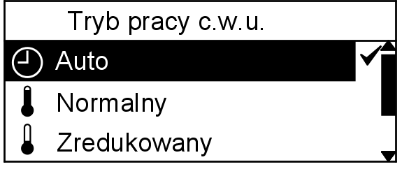 Nastawa ciepłej wody użytkowej Stała nastawa ciepłej wody użytkowej Opisane w tym rozdziale ustawienia mogą zostać wykonane tylko wtedy, jeżeli podgrzew wody użytkowej został uaktywniony przez firmę