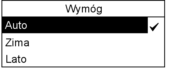 Dalsze nastawy Włączanie trybu letniego (ciąg dalszy) Auto Zima Lato Następuje automatyczne przełączenie między trybem letnim i zimowym, jeżeli została przekroczona letnia/zimowa temperatura