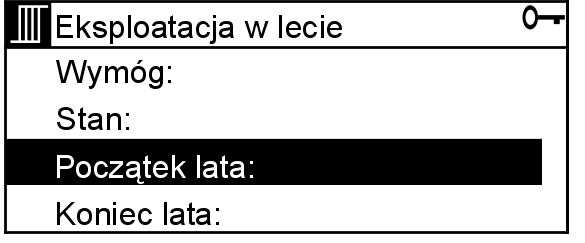 Dalsze nastawy Włączanie trybu letniego (ciąg dalszy) Nastawienie początku/końca lata Od początkudokońca lata ogrzewanie pracuje w trybie letnim. Musi być nastawiona funkcja Auto (patrz strona 62).