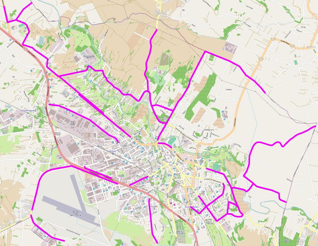 Mapa 4. Mapa ścieżek rowerowych Źródło: www.krosno.