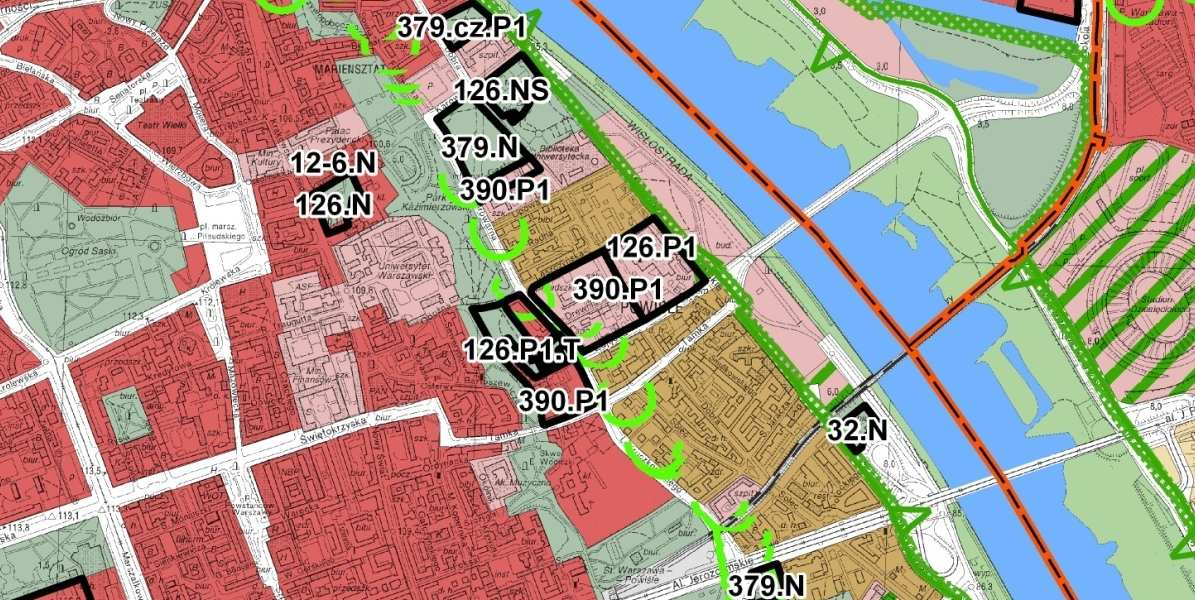 Śródmieście zał. nr IX/4 4. Rejon Powiśla okolice ulic: Dobra/Zajęcza (a); okolice ulic: Dynasy/Tamka/Topiel (b) 4.b 4.a 4.a 4.b Zmienić przeznaczenie terenu d.