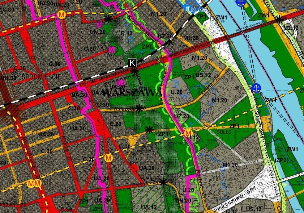 20, w związku ze stanem istniejącym Dostosować parametry wysokość zabudowy obszaru M20 położonego pomiędzy ul. Rozbrat, AK i Solec, do stanu istniejącego tj. M30 5.