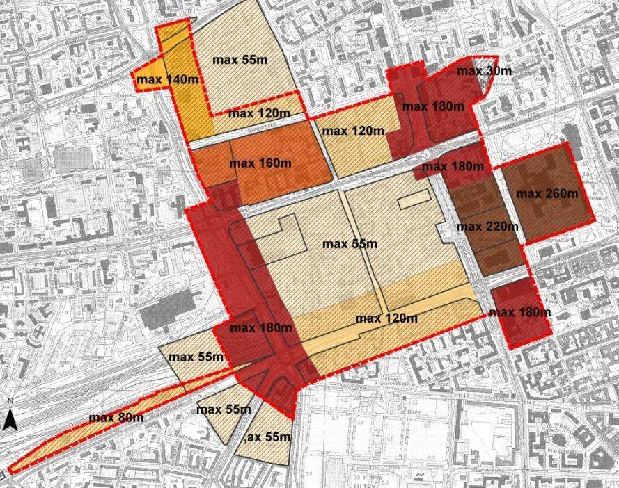 3 Zmienić zasięg stref wysokości zabudowy >30 m wraz z określeniem maksymalnej wysokości dominant wysokościowych w strefie centrum miasta, w związku z ochroną sylwety Starego Miasta - obszaru