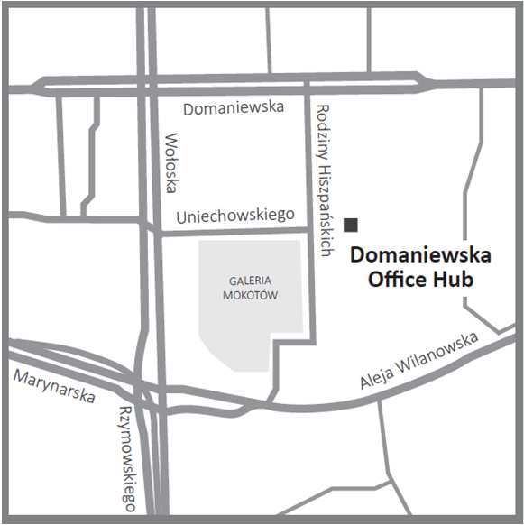 200 m 2 Rozpoczęcie: 1Q 2014 Zakończenie: 3Q 2015 Capex: 177 mln PLN Na koniec III kwartału 2016 r. poziom wynajęcia biurowca Domaniewska Office Hub wyniósł ok. 73%.