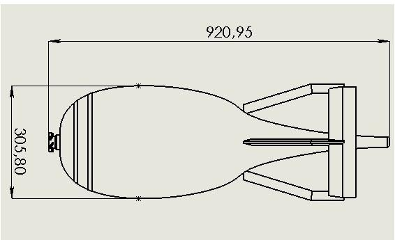 Rysunek 12. Model bomby z wymiarami. 2.2 Analiza modelu.