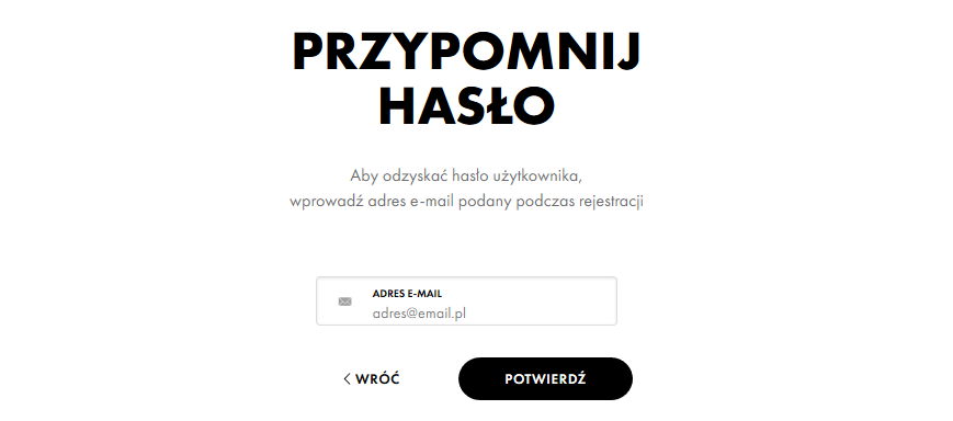 KROK 3 Logowanie Pojawia się ekran PRZYPOMNIJ HASŁO.