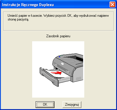 Informacje o drukarce Drukowanie dwustronne Wszystkie dostarczone sterowniki drukarki dla systemów Windows 95/98/Me, Windows NT 4.0 i Windows 2000/XP dopuszczają ręczne drukowanie dwustronne.