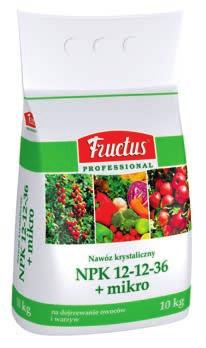 ZASADY STOSOWANIA I DAWKI NAWOZU Fructus Professional NPK 2-2-36 + mikro może być stosowany przez cały okres wegetacji roślin, najlepiej w formie roztworu wodnego.
