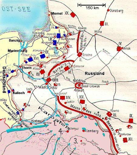 W początkowym okresie kampanii na froncie wschodnim stronie rosyjskiej zależało na zrealizowaniu