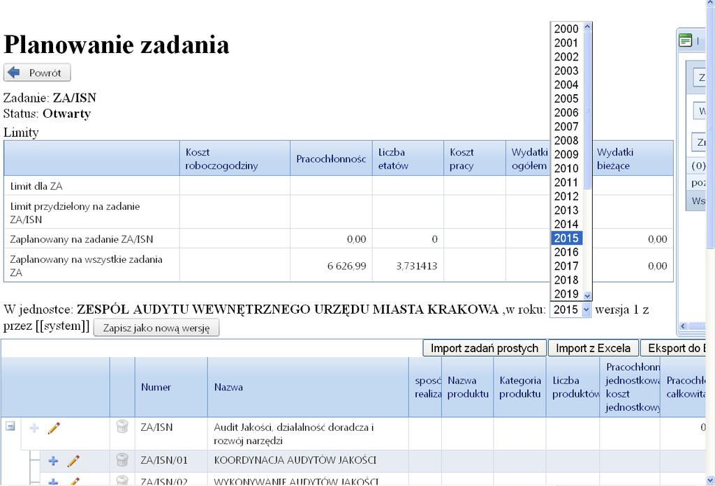 W systemie STRADOM - z MENU GŁÓWNEGO - wybrać ZADANIA i dalej MOJE ZADANIA, wybrać zadanie do planowania, ustawić na nim kursor, a następnie z MENU KONTEKSTOWEGO wybrać Plan zadania.