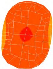 Przekroje poprzeczne odkuwek ze stopniami mającymi płaskie ścięcia, otrzymane z symulacji MES dla procesów WPK przy: 2L = 60 mm; α = 30 ; β = 7 ; R p =40 %, 55 %, 70 %, T=1150 C; materiał stal C45