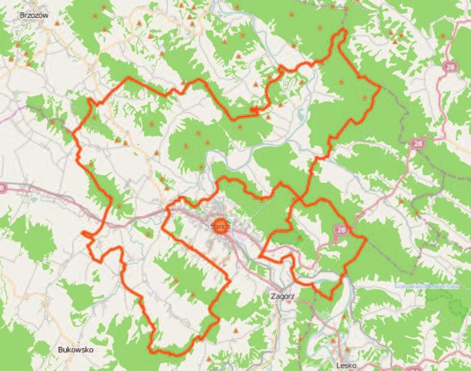 5.5. Gmina Sanok Poniższa mapa pokazuje położenie gminy na tle Powiatu Sanockiego. Mapa 8.