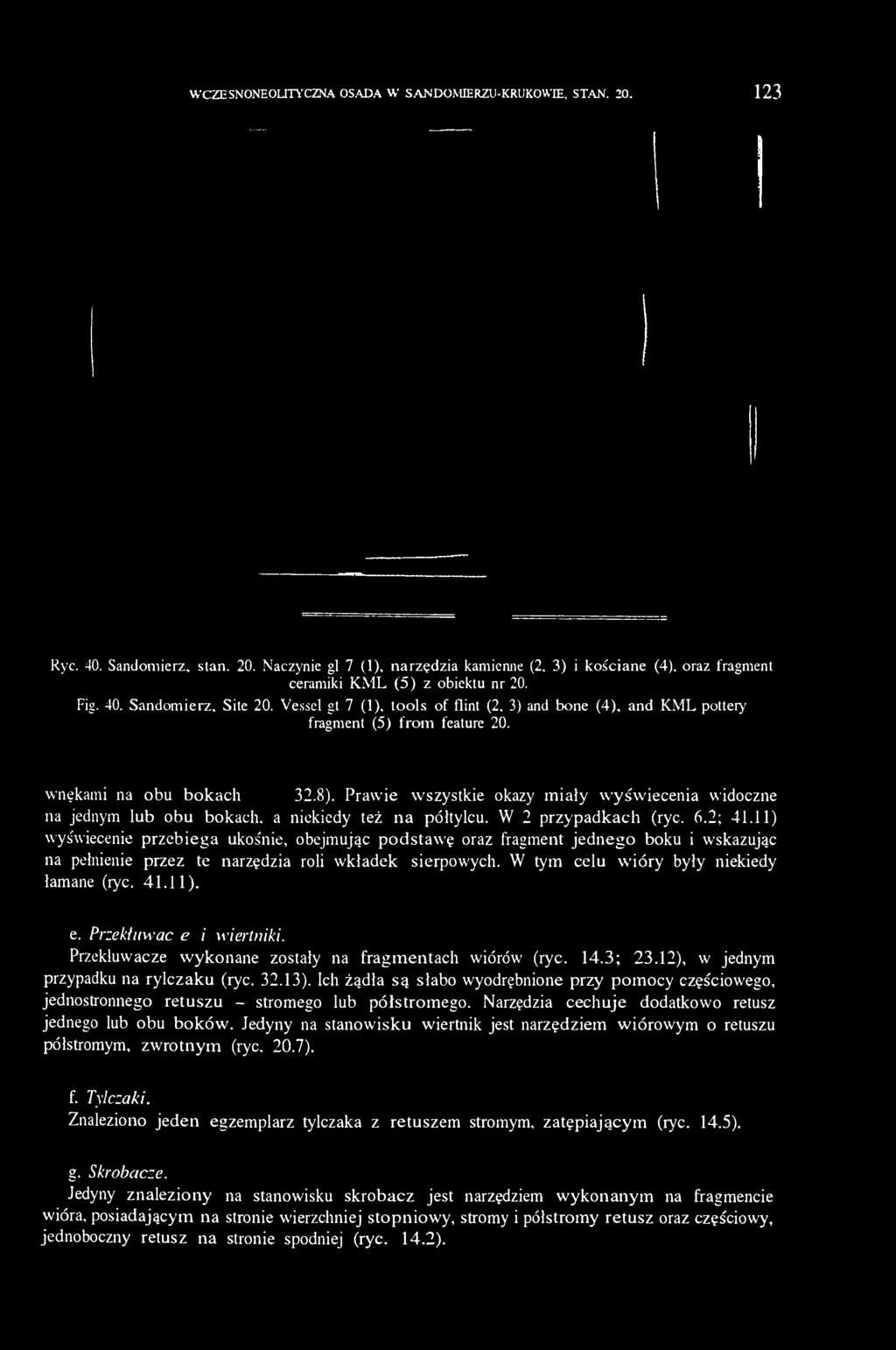 wnękami na obu bokach (ryc. 32.8). Prawie wszystkie okazy miały wyświecenia widoczne na jednym lub obu bokach, a niekiedy też na półtylcu. W 2 przypadkach (ryc. 6.2; 41.