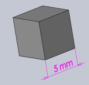 7.3.2. Wytwarzanie trójwymiarowych rusztowań W celu wytworzenia rusztowań kostnych w programie komputerowym, typu CAD o nazwie Solid Works, zaprojektowano sześcian o boku długości 5 mm (rys.13.). Rys.