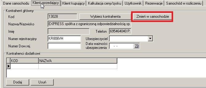 15.12 ma obie powyższe funkcjonalności domyślnie aktywne, w celu ich wyłączenia proszę kontaktować się z działem helpdesk FlexDMS. 4. Możliwość zmiany właściciela w samochodzie z okna sam.