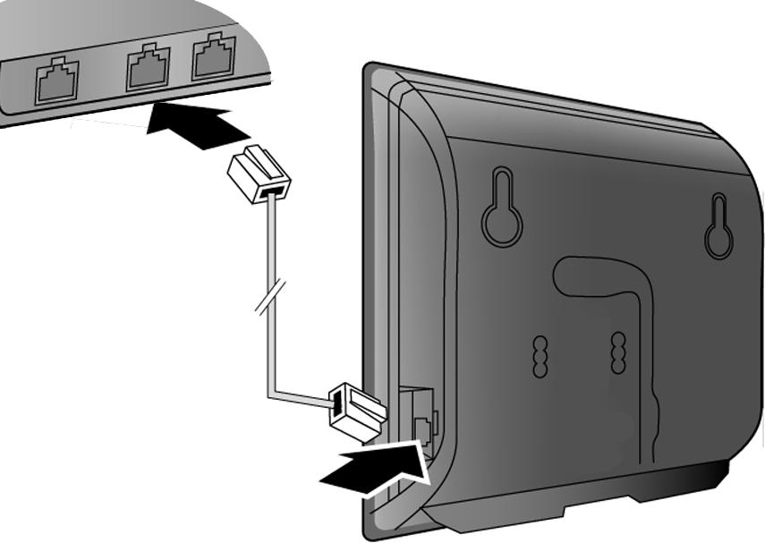 Gigaset N510 IP PRO / pol / A31008-M2217-R101-2-5519 / starting.fm / 11.10.2011 Pierwsze kroki 2 Spód stacji bazowej 1 1 Umieść jeden wtyk dostarczonego kabla sieci Ethernet Cat 5 z dwoma wtykami RJ45) w gnieździe LAN z boku stacji bazowej.
