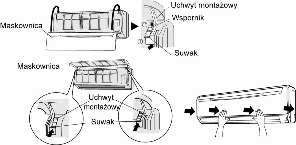 CZYSZCZENIE I KONSERWACJA UWAGA! Przed rozpoczęciem czyszczenia jednostki, wyłącz urządzenie i odłącz kabel zasilający. Upewnij się, czy kratka wlotowa (Rys. 1 (8)) jest dobrze zamocowana.