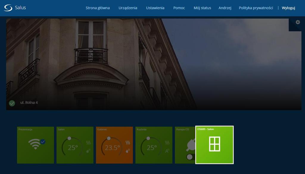SALUS Smart Home Strona główna Okienka można ustawiać w
