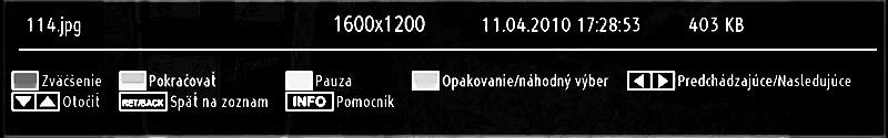 Prehliadanie fotografií cez USB Keď si vyberiete možnosť Fotografie z hlavných možností, vyfi ltrujú sa obrázkové súbory a zobrazia sa na obrazovke.