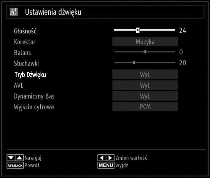 Regulowanie kontrastu, jasności, koloru, temperatury koloru i powiększenia obrazu w tym menu jest identyczne, jak w menu obrazu w trybie TV, opisane w punkcie System menu głównego.