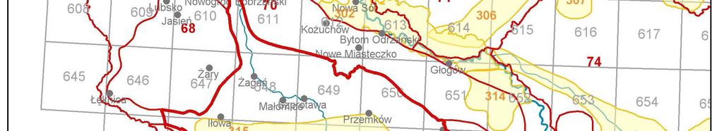 Dorzecze Bobru reprezentowane jest tu przez dorzecze Czernej Wielkiej (całkowita powierzchnia 949,4 km²), będącej lewym dopływem Bobru.