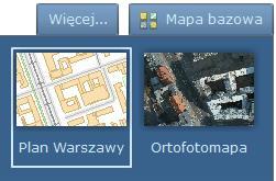 Mapy bazowe: Mapa bazowa pozwala na przełączenie widoku mapy pomiędzy mapą topograficzną, a ortofotomapą.